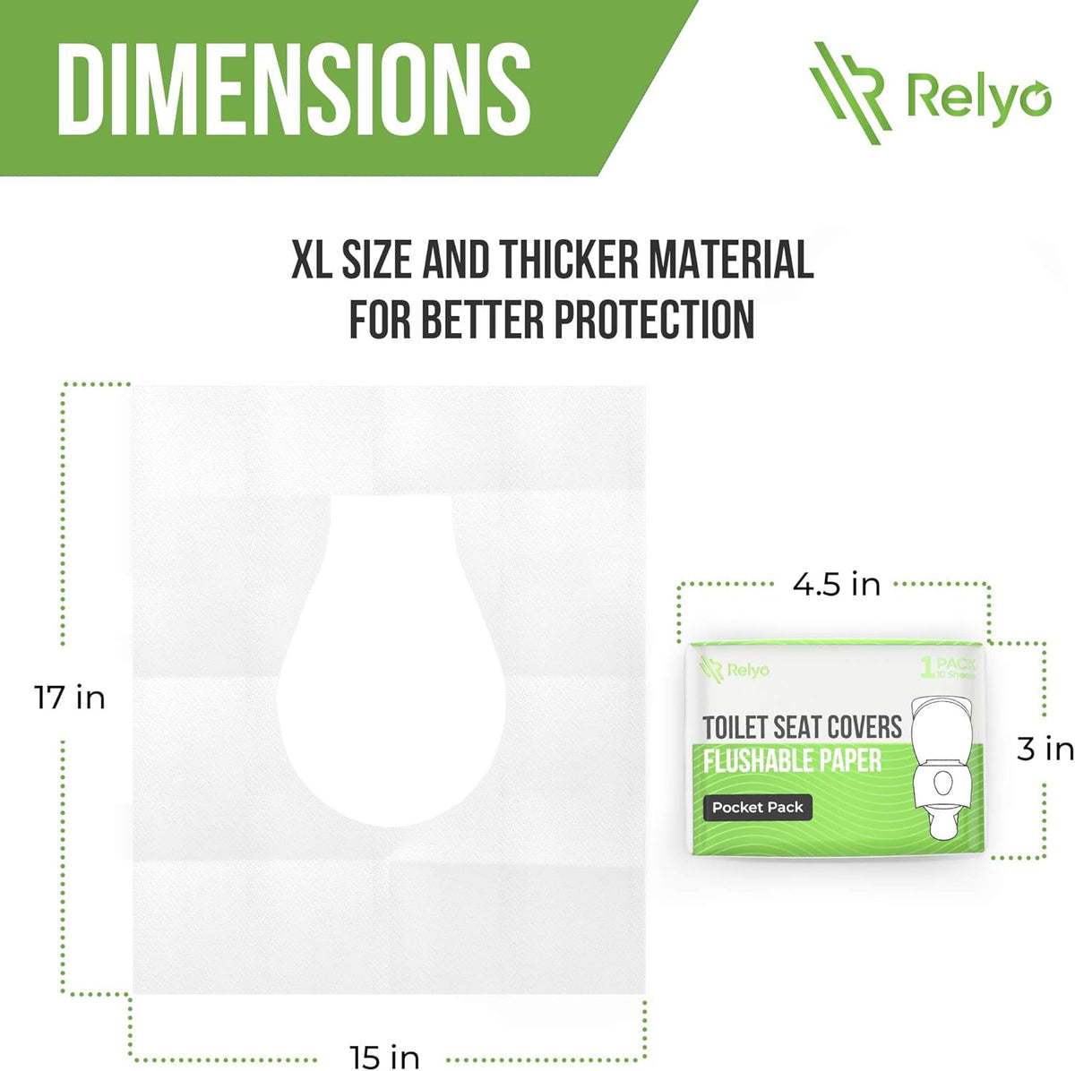Toilet Seat Cover Paper Flushable (50 Pack) - XL for Adults and Kids Potty Training, 100%