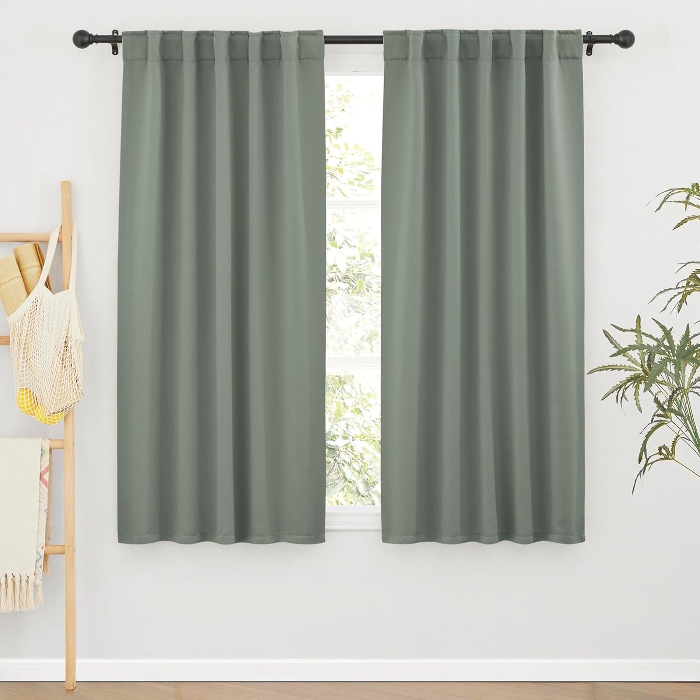 RYB HOME Room Darkening Curtains 2 Panels Set, Energy Efficient Privacy Drapes Back Tab Small