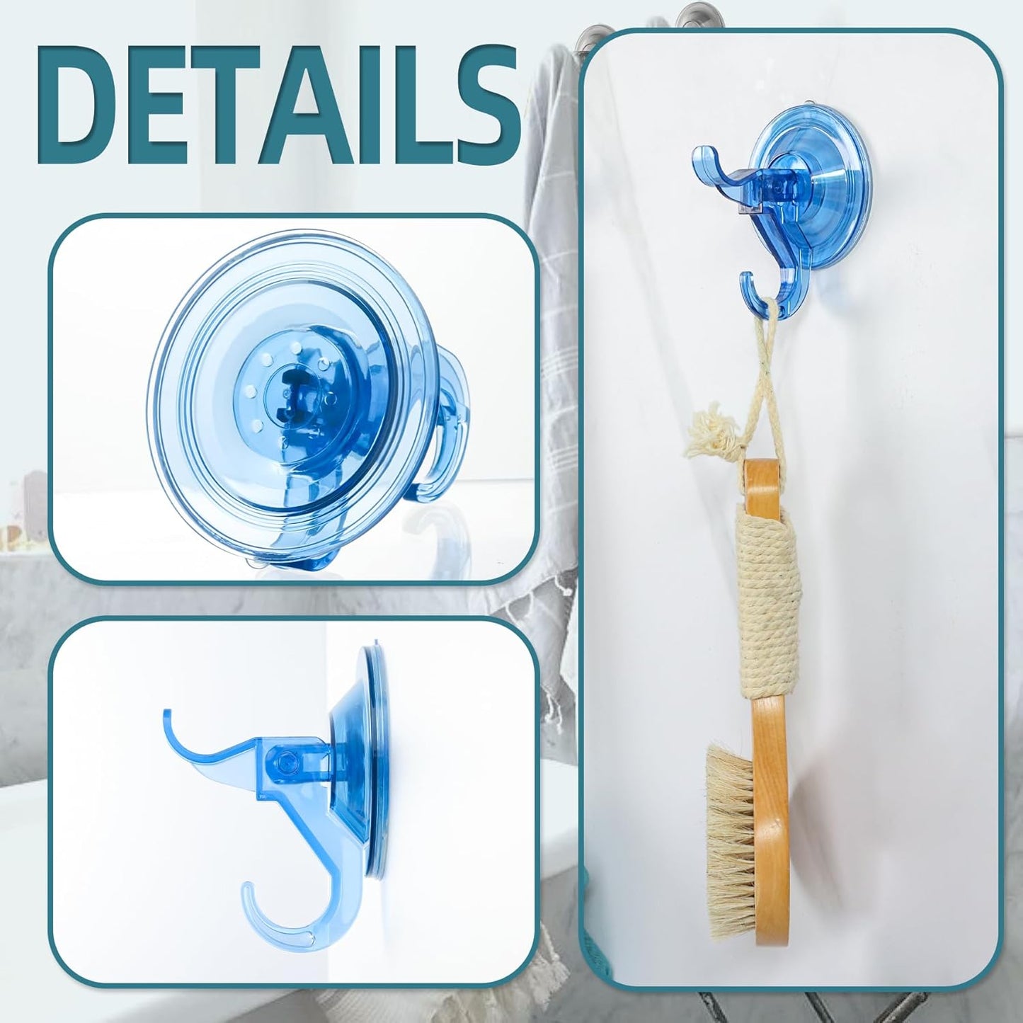 Antimbee Suction Hooks, 10 Pack Reusable Hangers, Removable Small Suction Cups for Shower