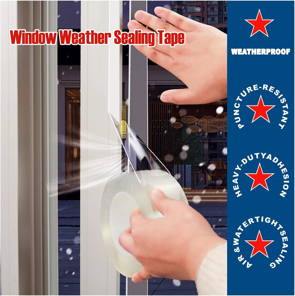 Transparent Weather Sealing Tape, 3-Inch x 85FT, Clear Draft Isolation Sealing Film - Clear Draft