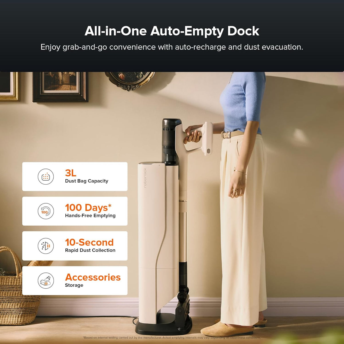roborock H60 Hub Pro Cordless Stick Vacuum Cleaner with Auto-Empty Dock, 170AW Suction for Carpets