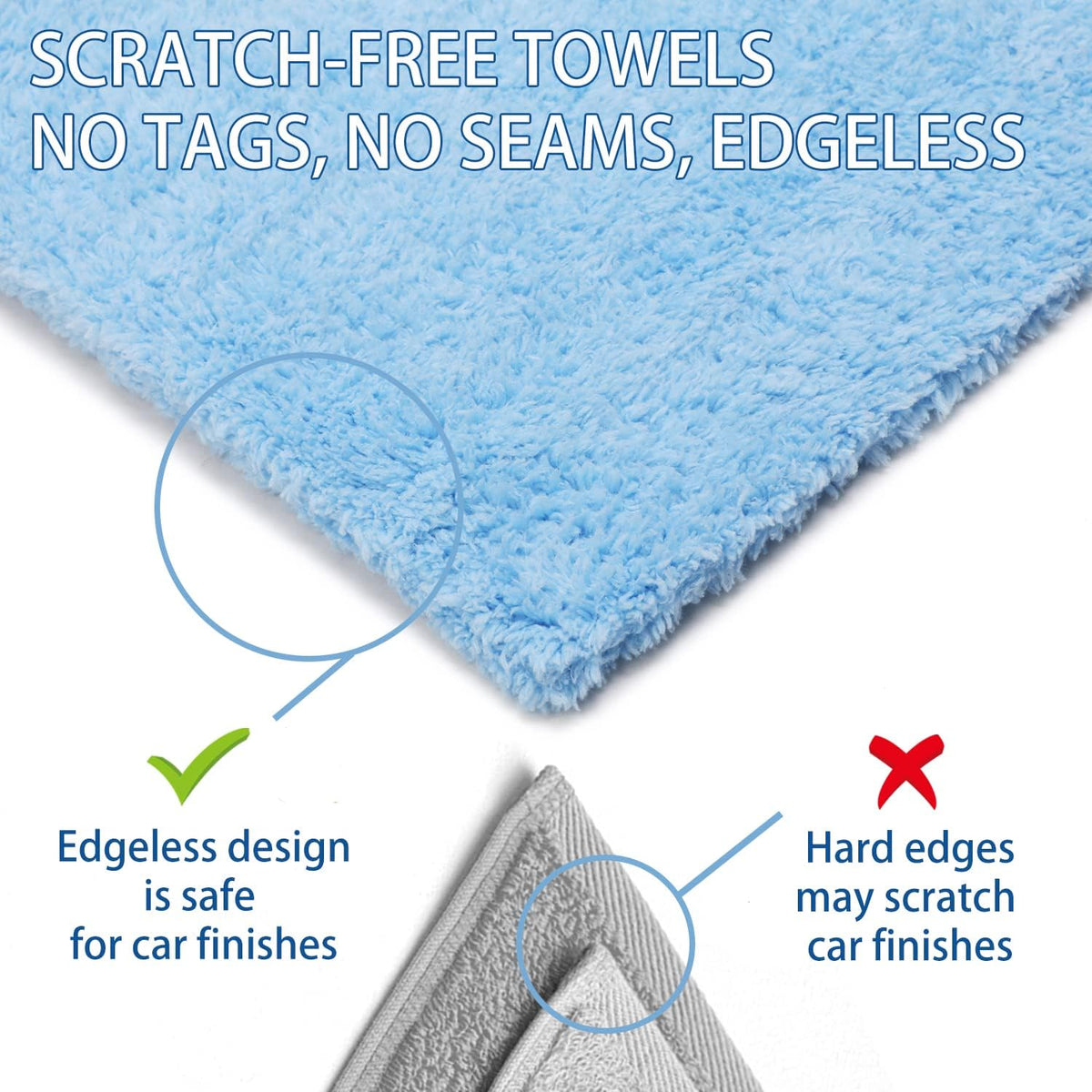 CARCAREZ Microfiber Towels for Cars, Car Drying Wash Detailing Buffing Polishing Towel with Plush