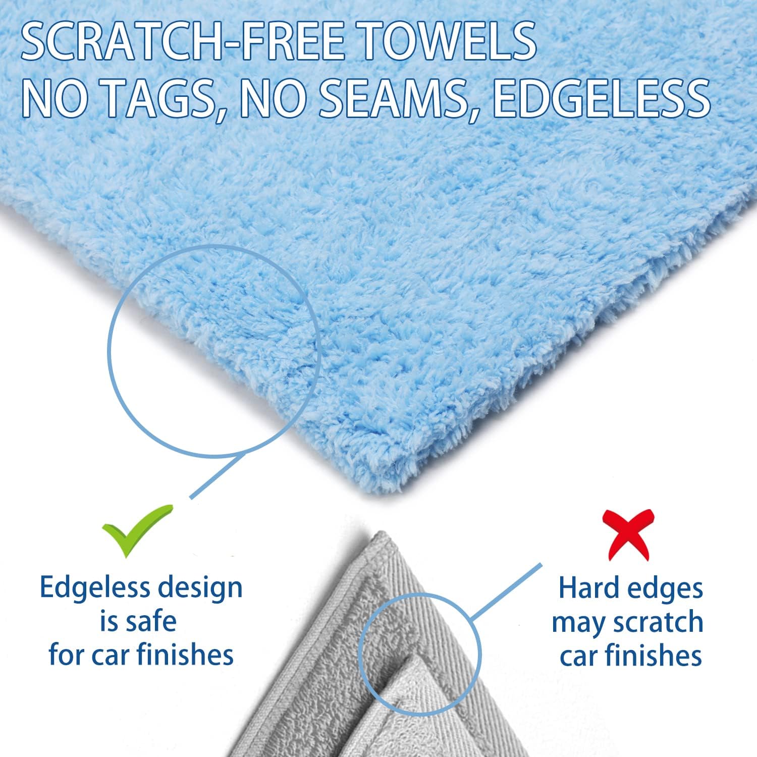 CARCAREZ Microfiber Towels for Cars, Car Drying Wash Detailing Buffing Polishing Towel with Plush