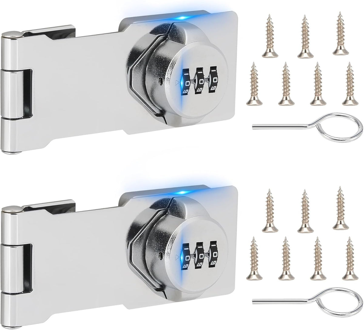 Keyless Cabinet Lock with Combination Code - 3-Digit Password Hasp Latch Lock for Drawers, Bifold