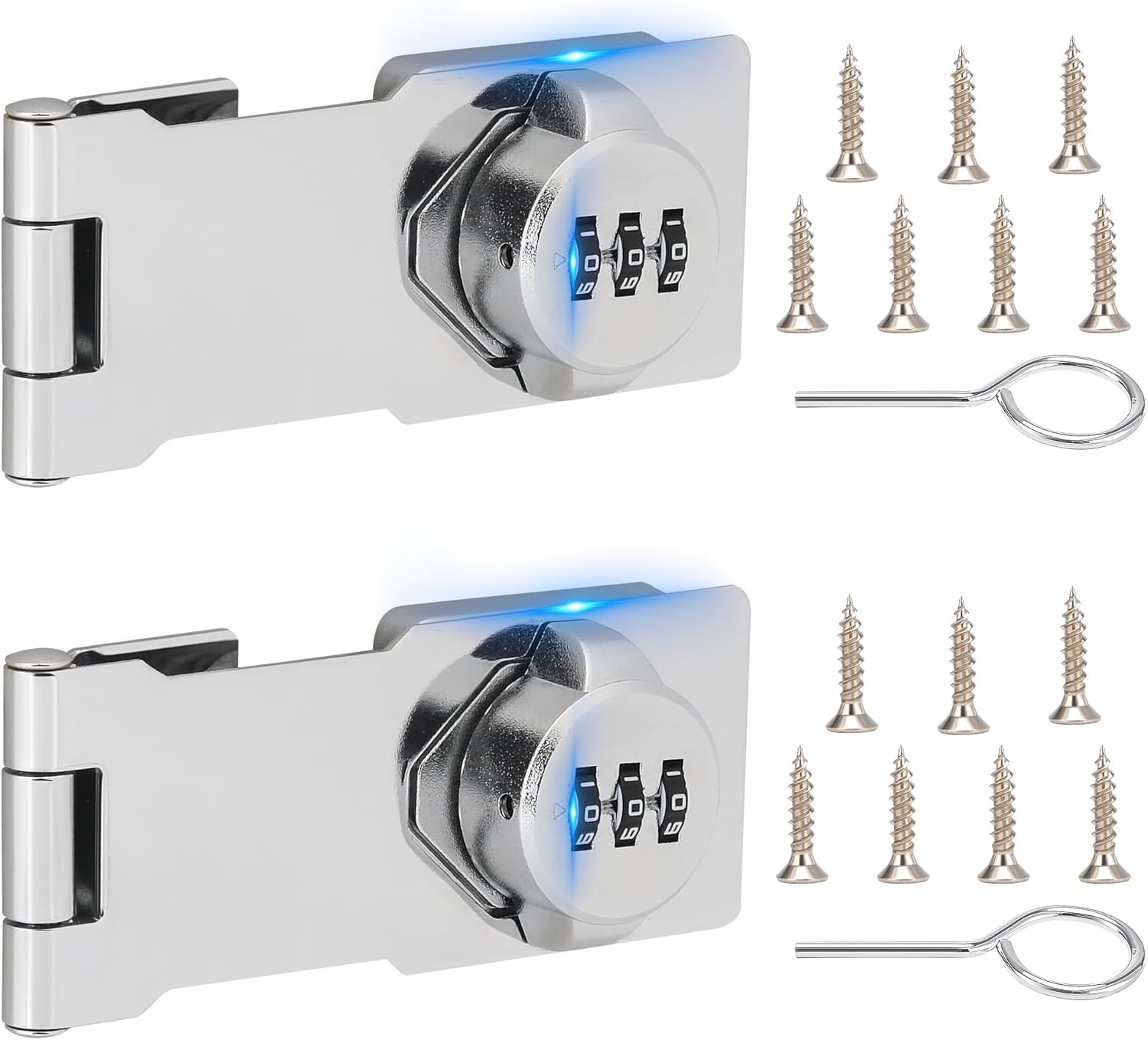 Keyless Cabinet Lock with Combination Code - 3-Digit Password Hasp Latch Lock for Drawers, Bifold