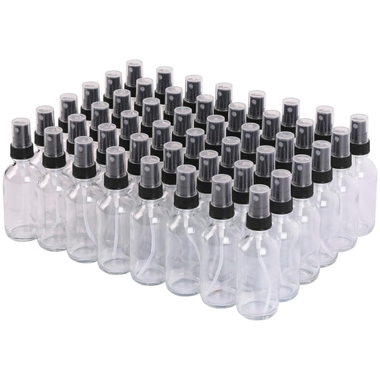 Clear Glass Small Spray Bottles 2 oz 48 Packs,Fine Mist Sprayer Pretty Finish,Refillable Containers