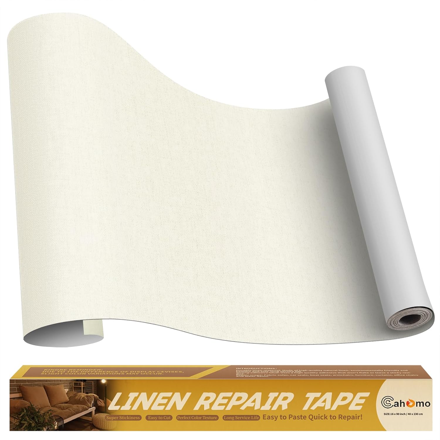 Linen Repair Tape 16x90 inch, Self Adhesive Fabric Patches, Linen Patch Tape Kit, Fabric Repair