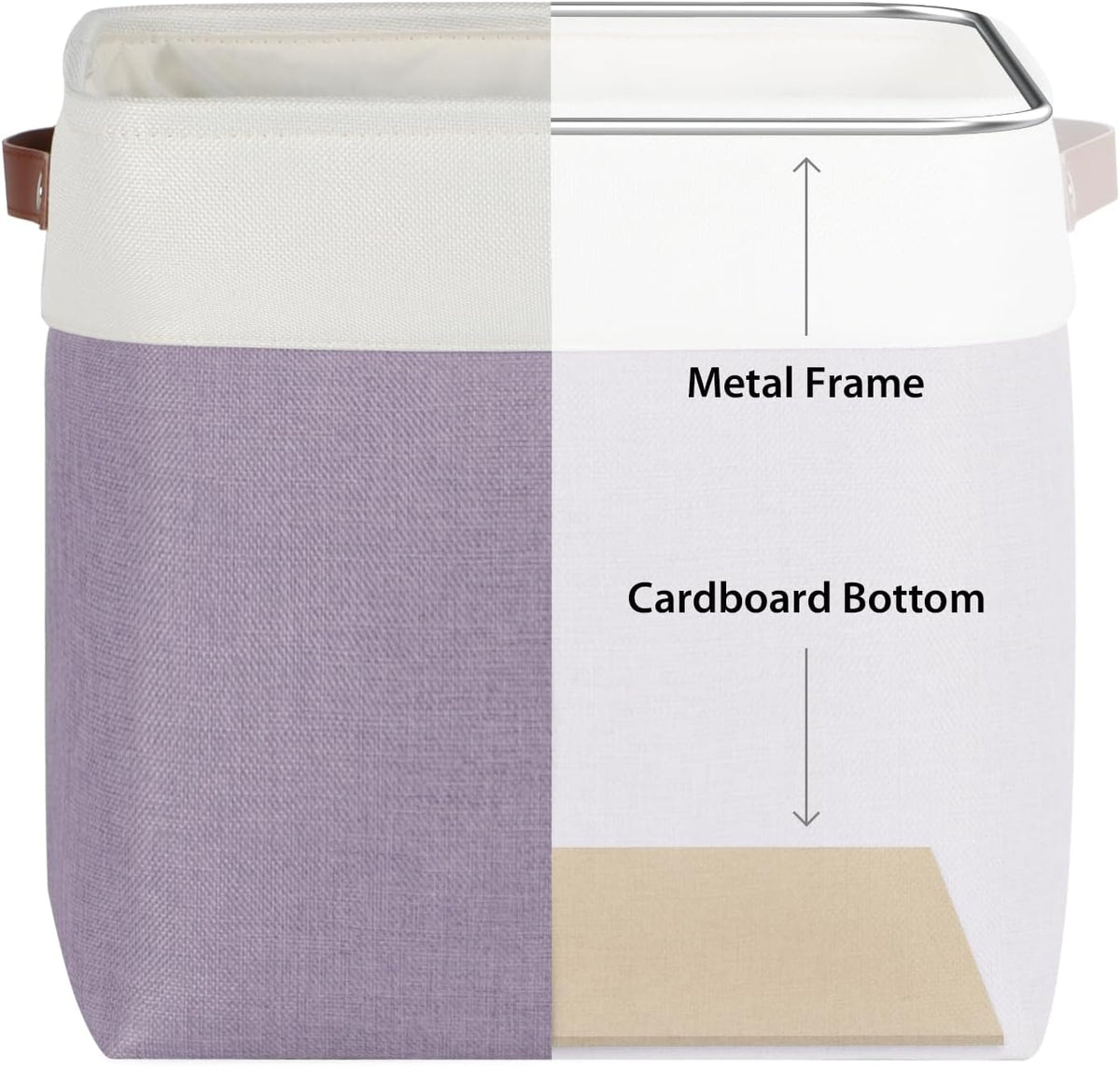 Univivi 13 x 13 x13 Cube Storage Baskets Storage Bins with Hard Bottom|PU Handles for