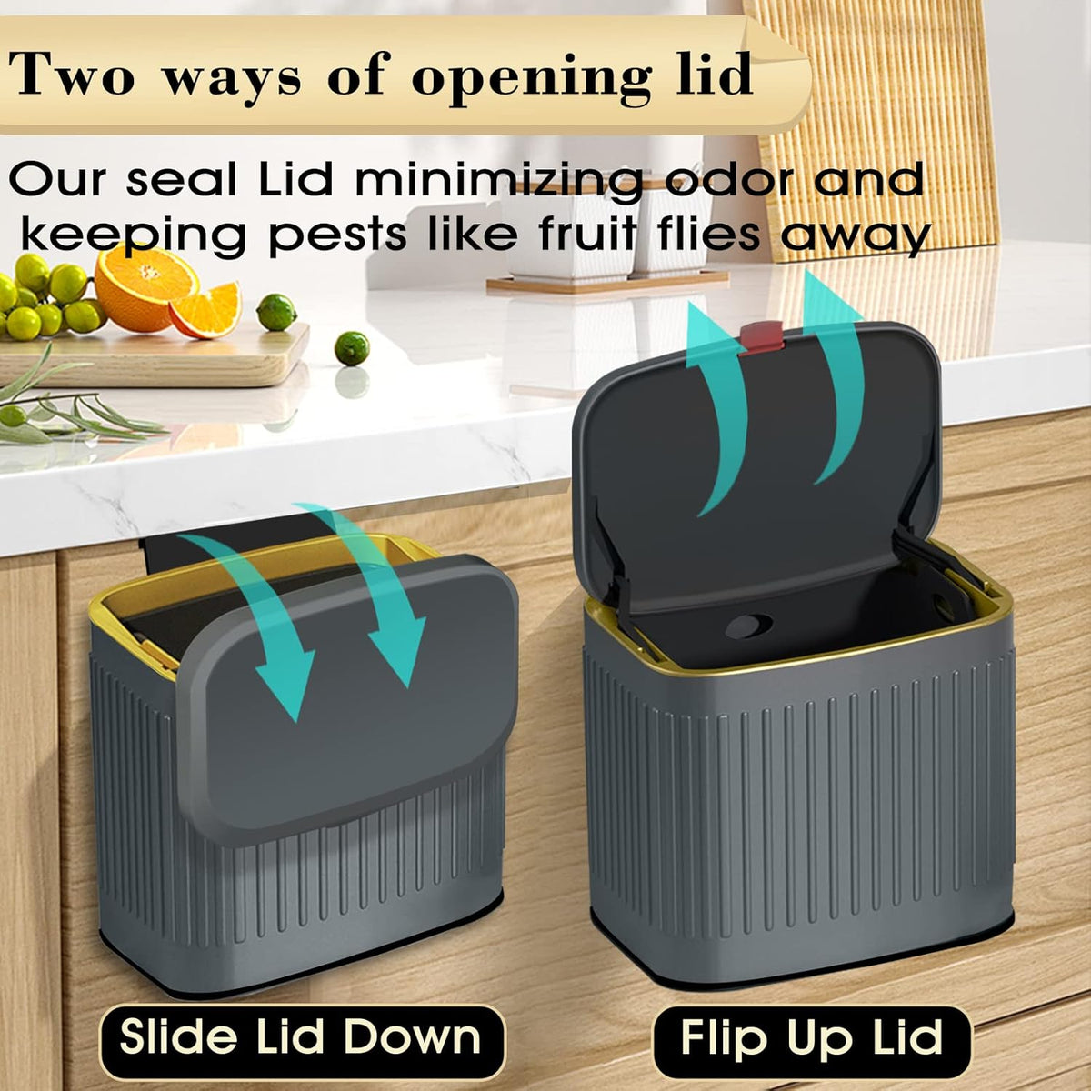 GloDeals Compost Bin, Detachable and Countertop Bin, 4 Liter / 1.06 Gallon, Stainless Steel Small