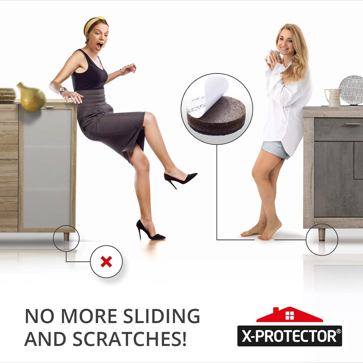 Non Slip Furniture Pads 16 pcs 1" X-Protector - Premium Furniture Grippers! Self-Adhesive Rubber