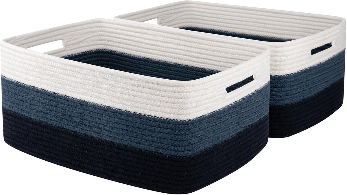 Large Storage Basket for Organizing, Woven Rope Basket for Shelves, Closet Organizer Bins for