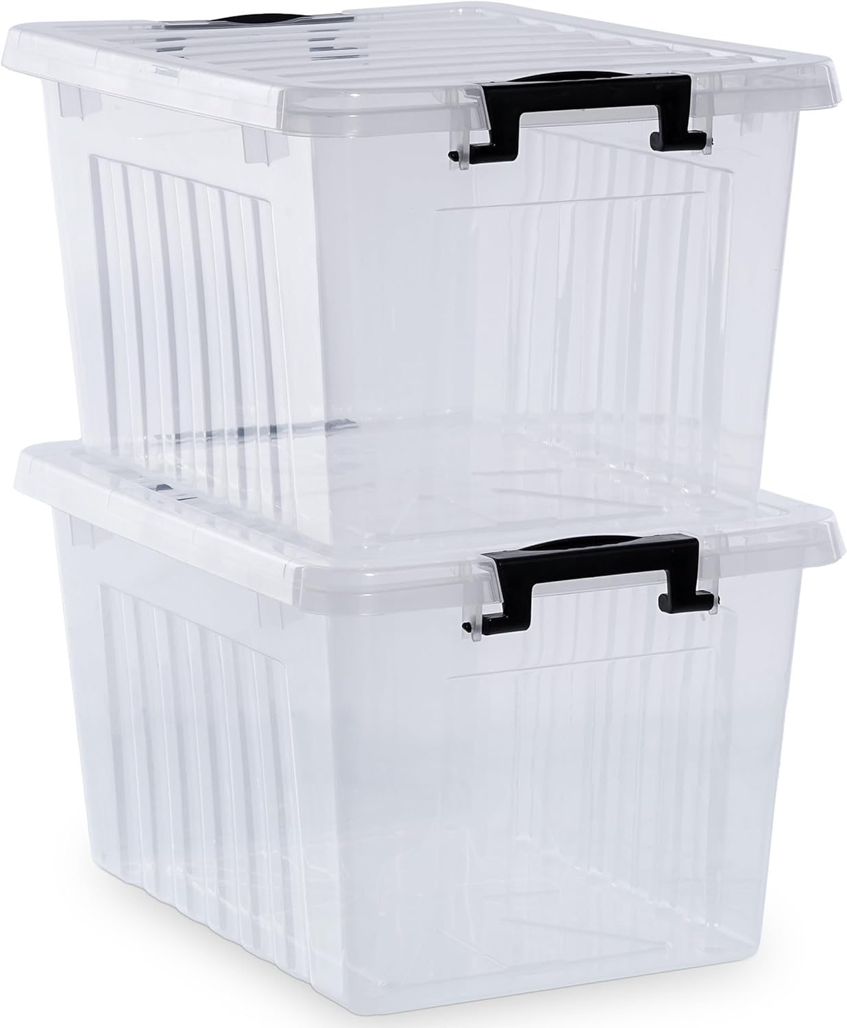 Citylife 22 QT Clear Plastic Storage Bins with Lids Stackable and Nestable Storage Boxes with Lids