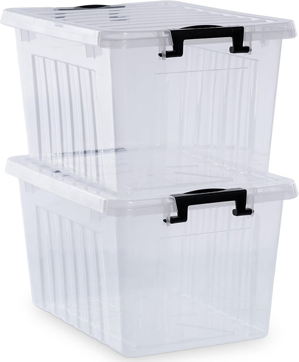 Citylife 22 QT Clear Plastic Storage Bins with Lids Stackable and Nestable Storage Boxes with Lids