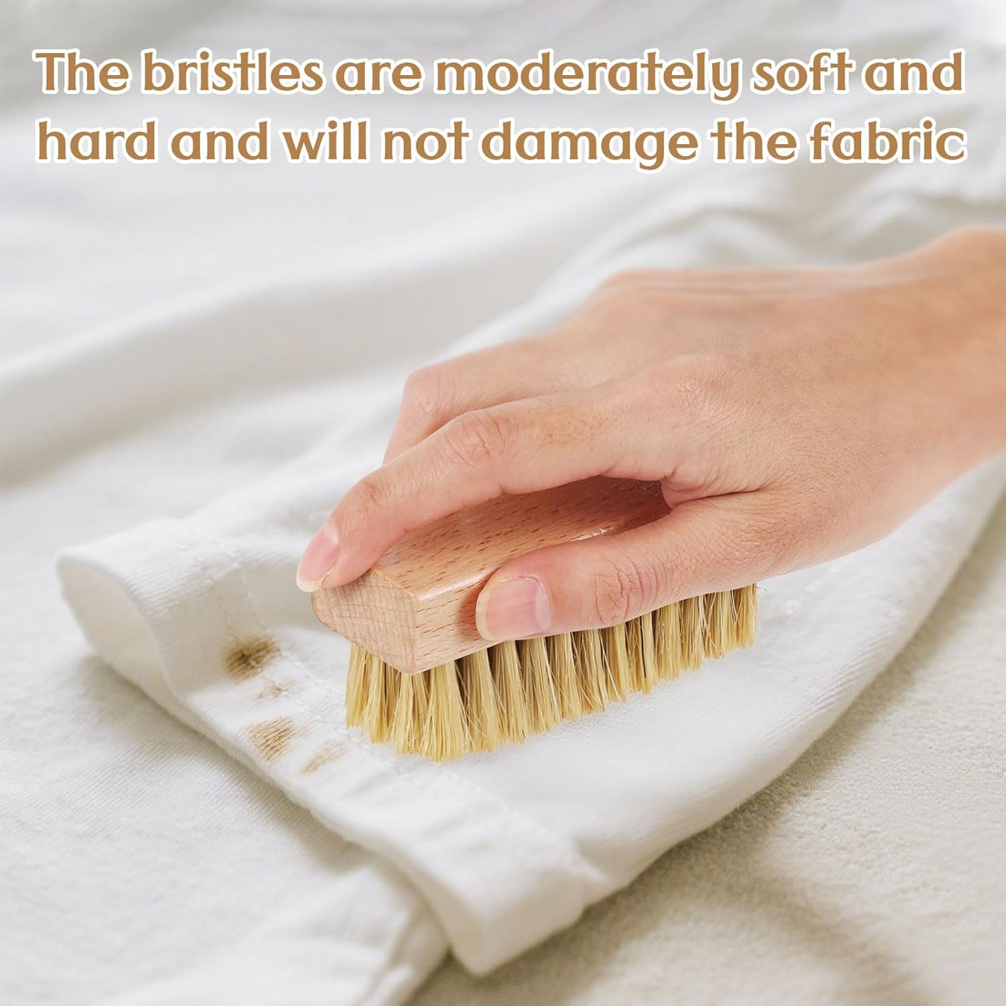 3 Pcs Wood Laundry Stain Brush Stain Remover Brushes with Boar Bristle Small Stain Brush for