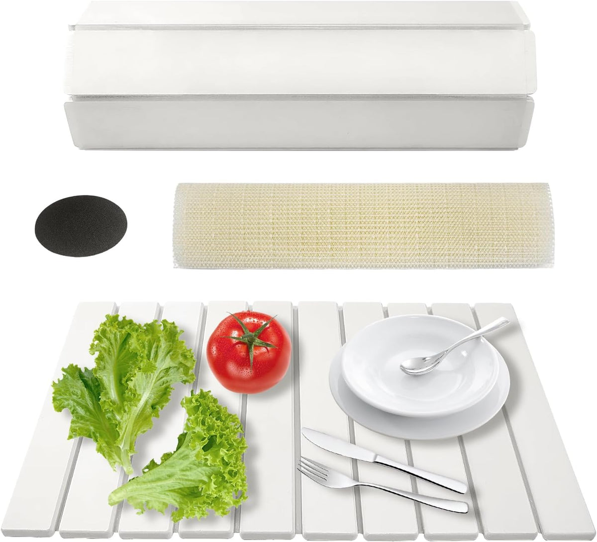Stone Drying Mat for Kitchen Counter Square, 23.62"x15.35", Collapsible Quick Dry Dish Drying Mat