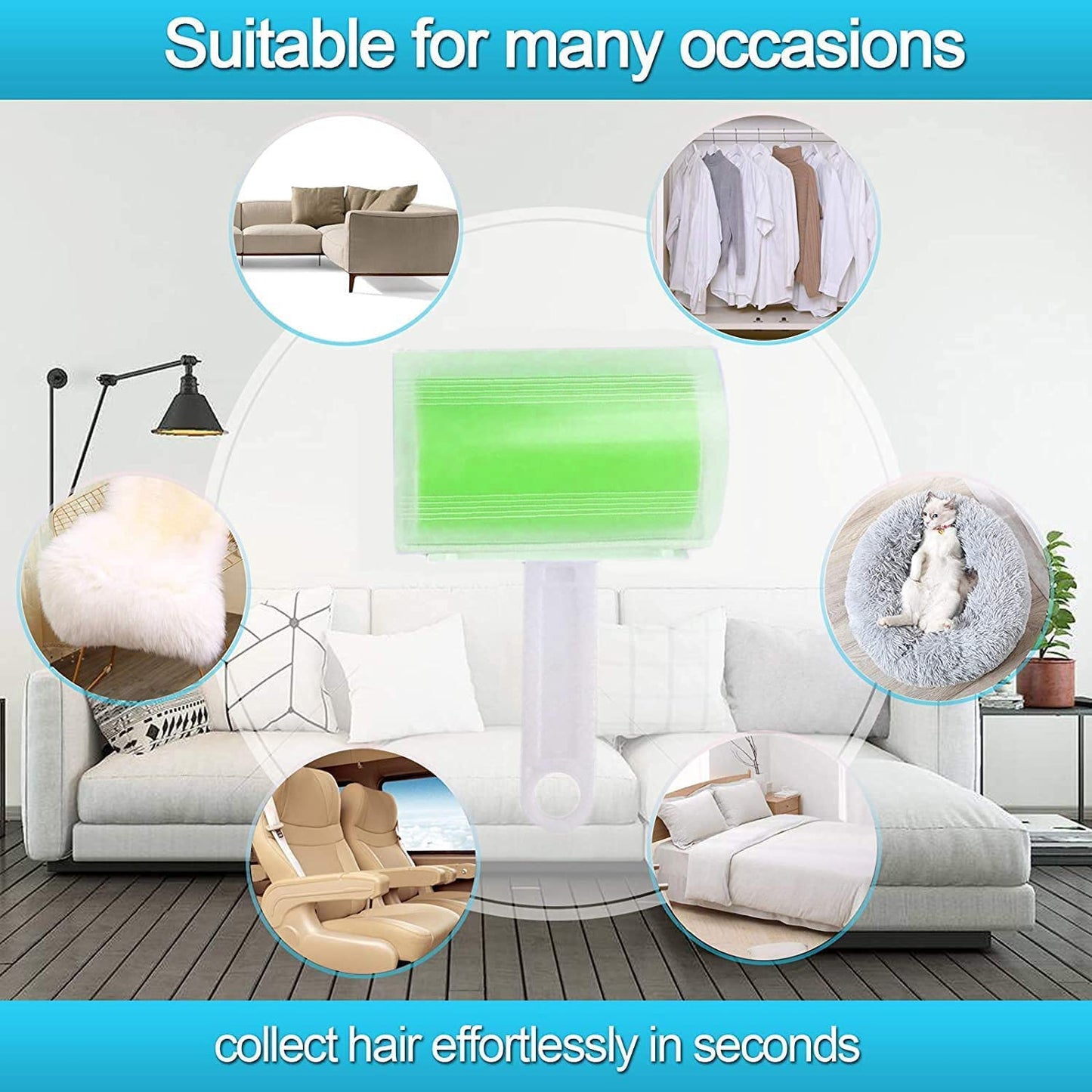 Sticky Travel Lint Roller 5 Pack, Reusable Washable Lint Roller Portable Compact Pet Hair Remover
