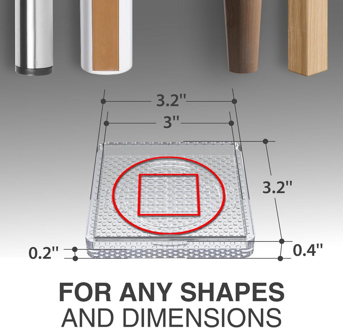 X-Protector Furniture Cups - 4 PCS 3" - Non Slip Furniture Pads for Hardwood Floors - Transparent
