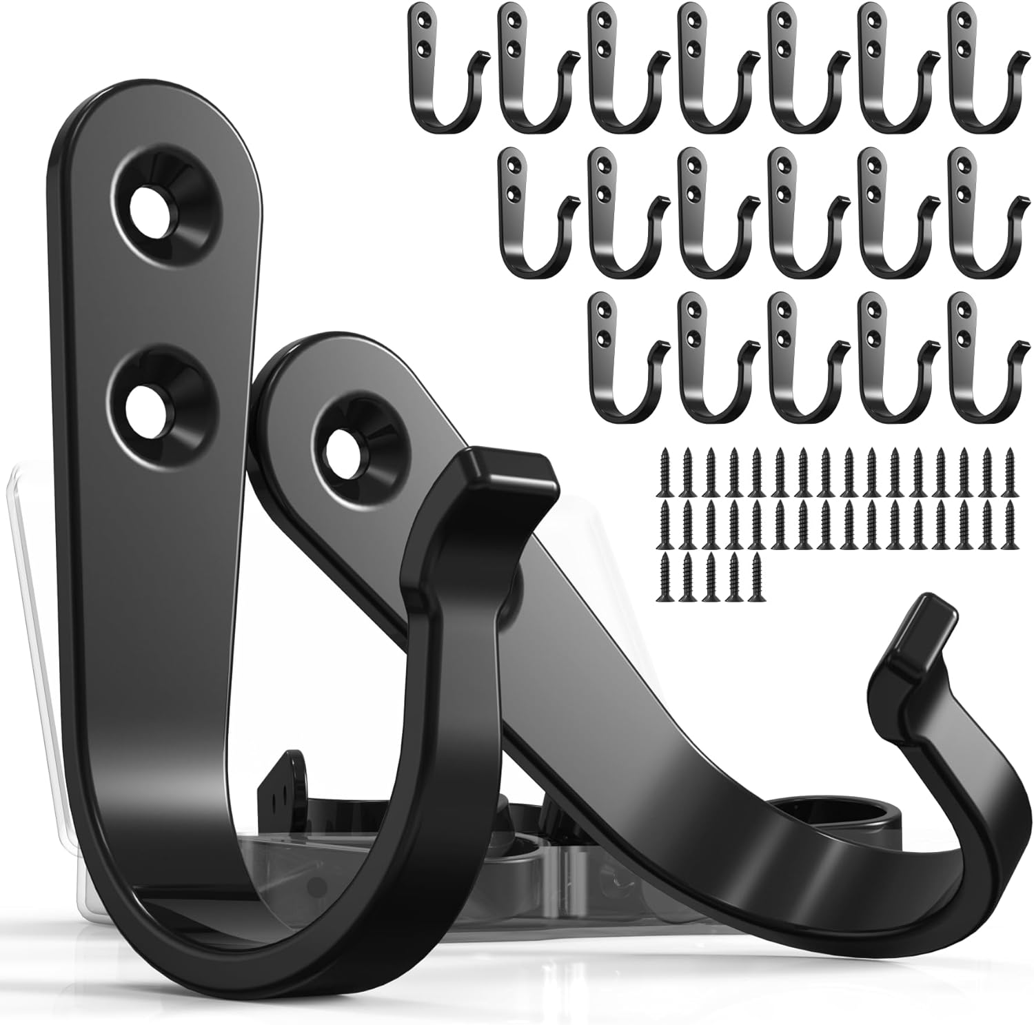 20PCS Heavy Duty Metal Coat Hooks for Wall, Single Prong Hanging Hooks with 40 Screws for Towels