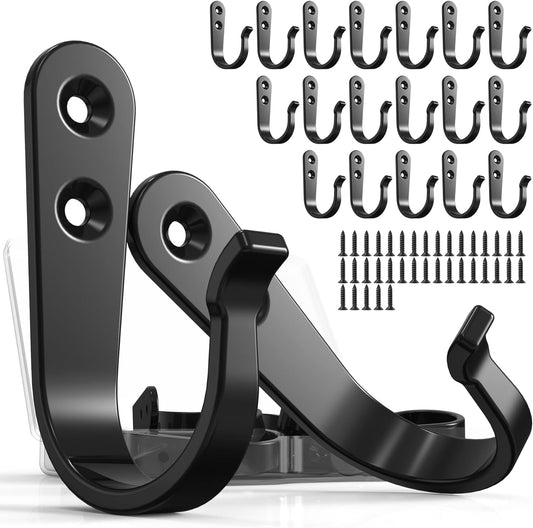 20PCS Heavy Duty Metal Coat Hooks for Wall, Single Prong Hanging Hooks with 40 Screws for Towels