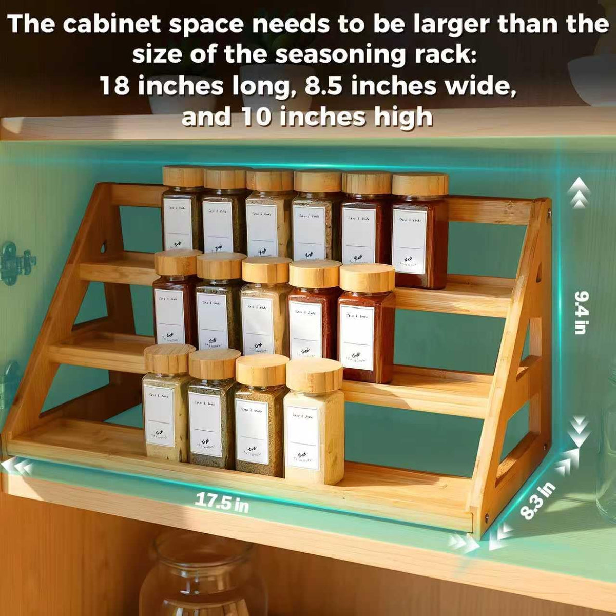 Bamboo Tiered Spice Rack, for Countertop Spice Organizer for Pantry Spice Shelf Organizer Kitchen