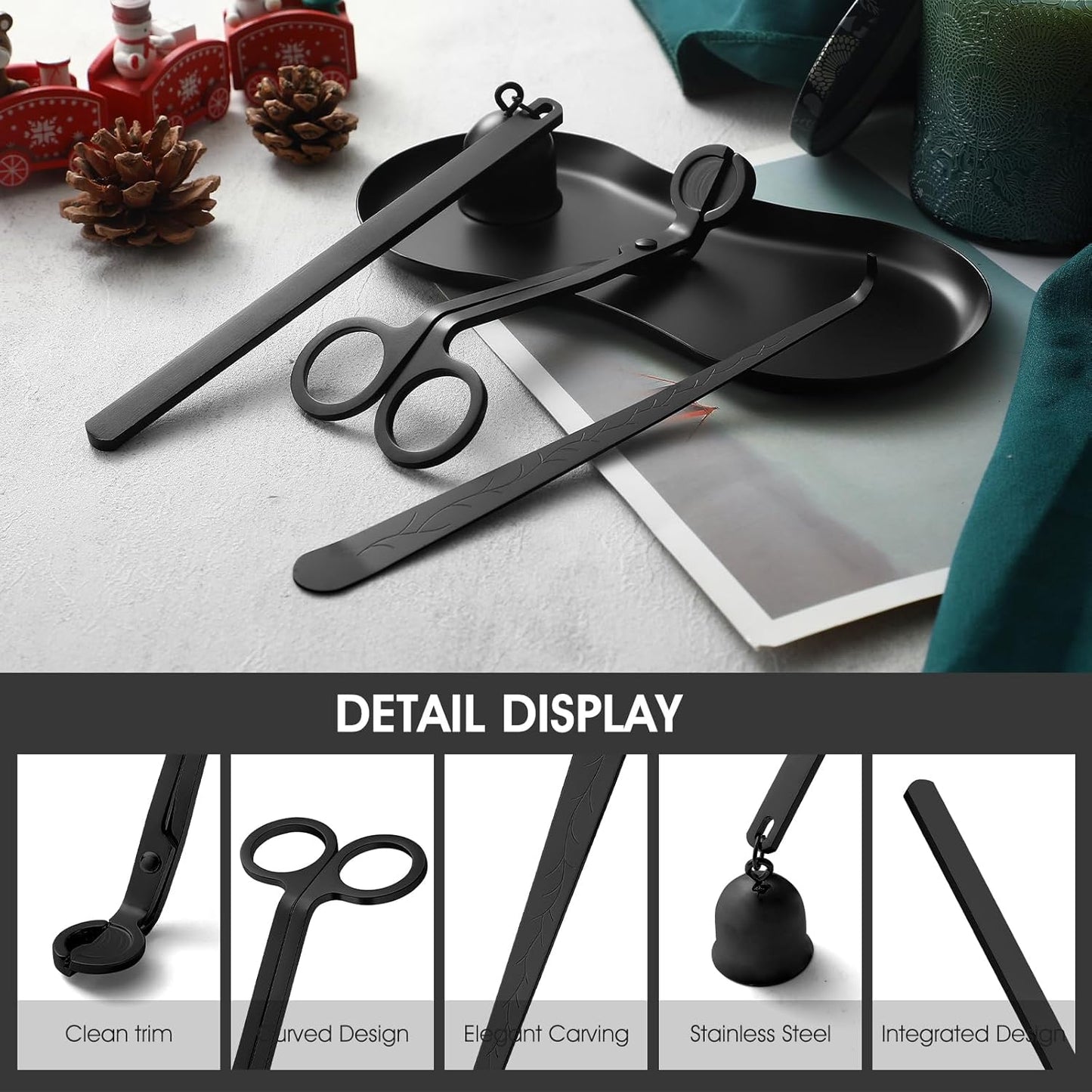 PATOISE 4 in 1 Candle Accessory Set Mini, Candle Wick Trimmer Cutter, Candle Snuffer, Candle Wick