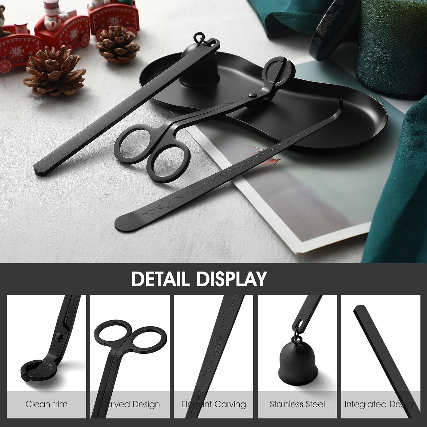 PATOISE 4 in 1 Candle Accessory Set Mini, Candle Wick Trimmer Cutter, Candle Snuffer, Candle Wick