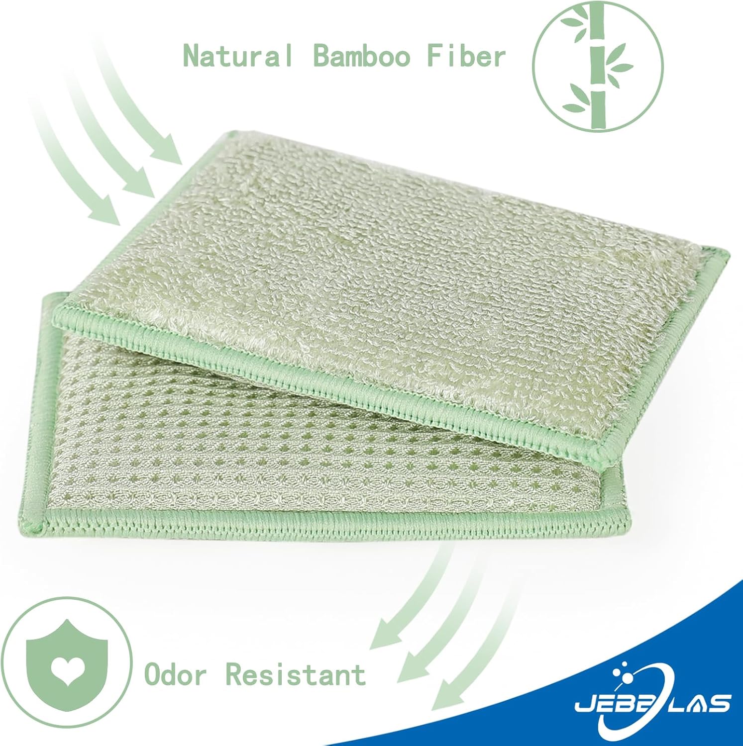 JEBBLAS Bamboo Natural Kitchen Sponges Dish Sponge Cleaning Sponge Heavy Duty Scrub Sponge for