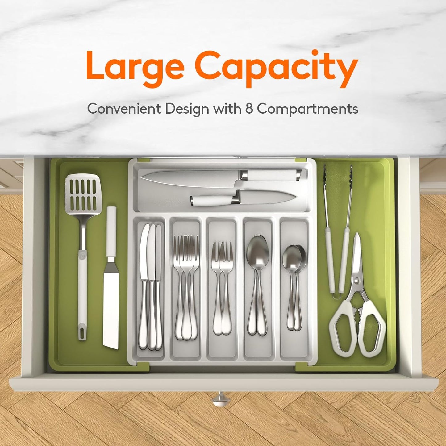 Lifewit Silverware Drawer Organizer, Expandable Utensil Tray for Kitchen, BPA Free Flatware and