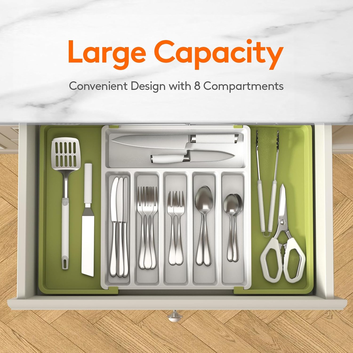 Lifewit Silverware Drawer Organizer, Expandable Utensil Tray for Kitchen, BPA Free Flatware and