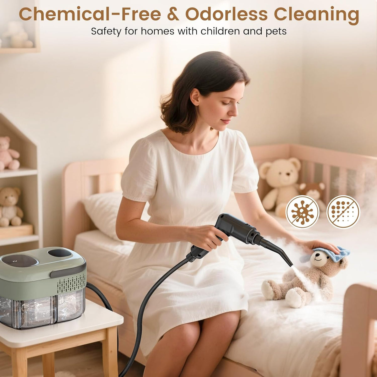 2500W Handheld Steam Cleaner, 3-Level Adjustable Steam Cleaner for Home with 21 Accessories