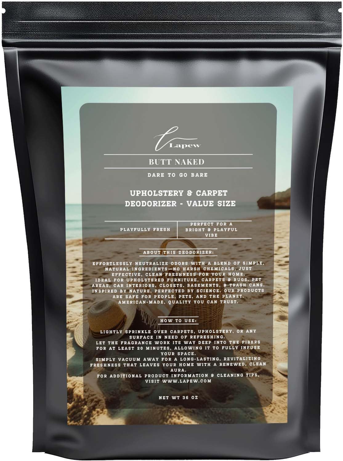 Butt Naked Carpet Freshener Powder Refill 36 oz | Powerful Odor Eliminator for Home | Upholstery