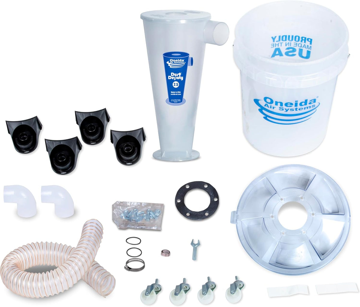 Oneida Air Systems Dust Collector & Cyclone Separator Kit w/ Clear Bucket, 2.5 Deluxe 5-Gal
