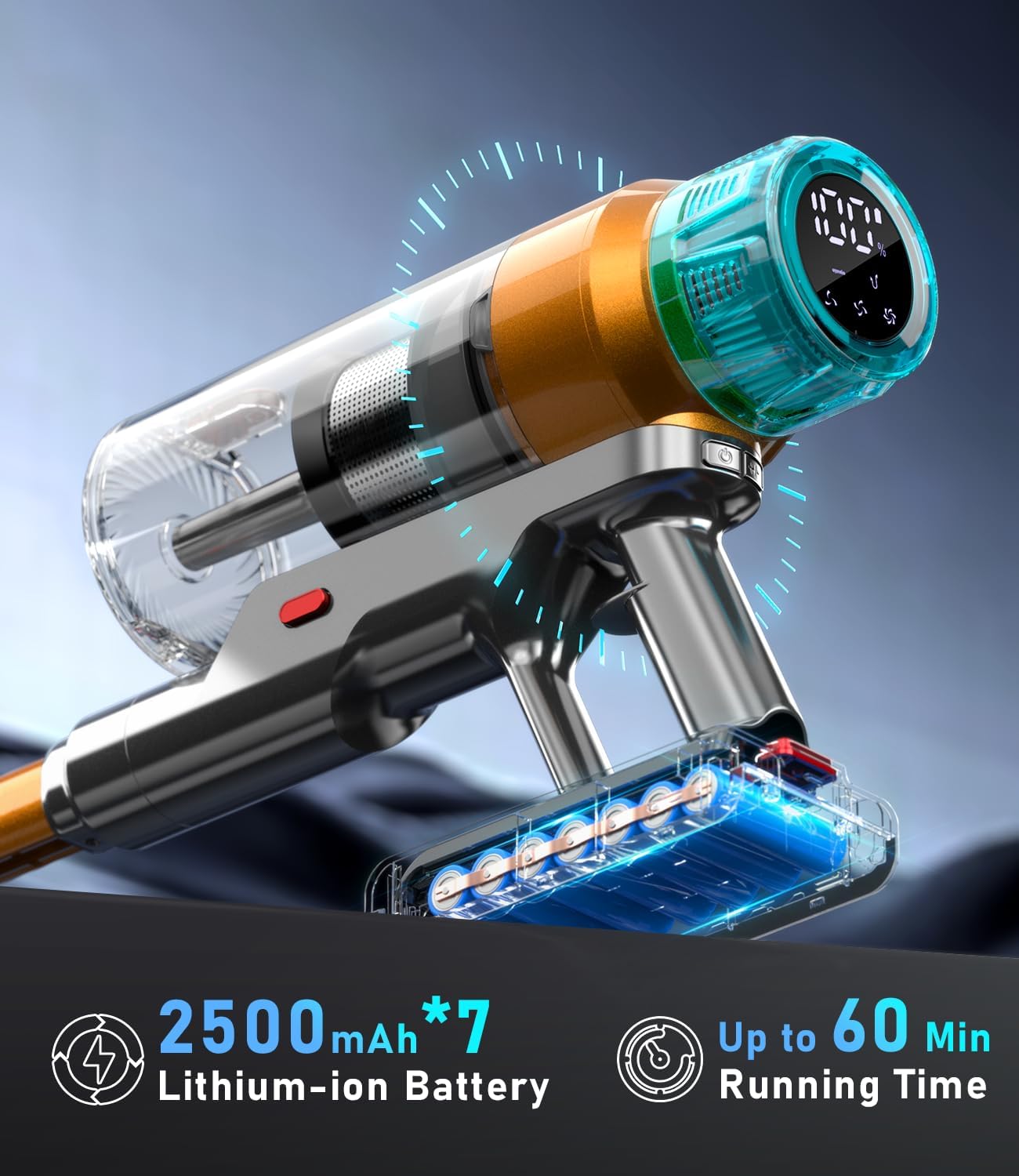 Cordless Vacuum Cleaner for Home 600W 55Kpa Upgraded Powerful Stick Vacuum Up to 60Mins