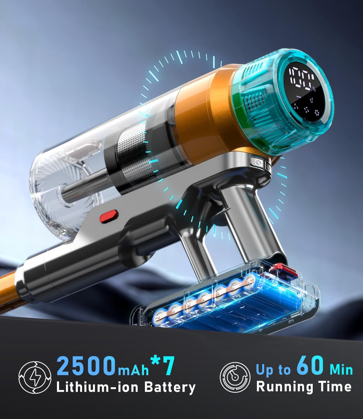 Cordless Vacuum Cleaner for Home 600W 55Kpa Upgraded Powerful Stick Vacuum Up to 60Mins