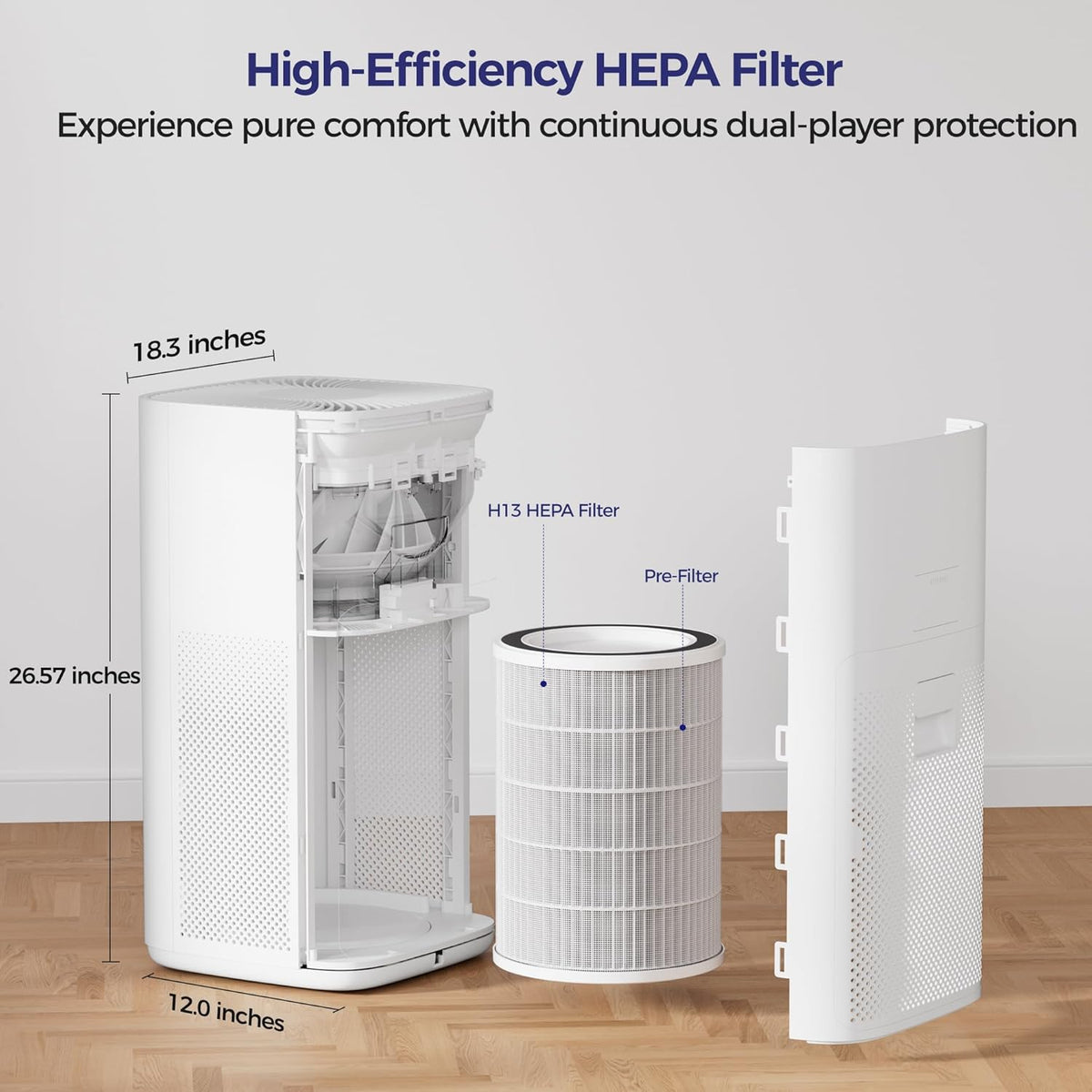 VUSIGN Air Purifier for Home Large Room & Pets, Covers Up to 1800 ft² with CADR 242 CFM, H13 HEPA