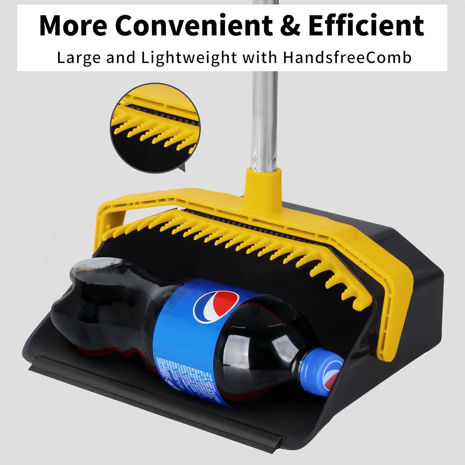 Broom with Dustpan Combo Set, Brooms and Dustpans Sets with 51'' Long Handle, Large Dust Pan and