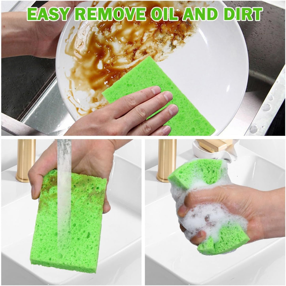 YoleShy Sponge Kitchen Natural Cellulose Sponges 10 Pack Compressed Sponges for Cleaning Reusable