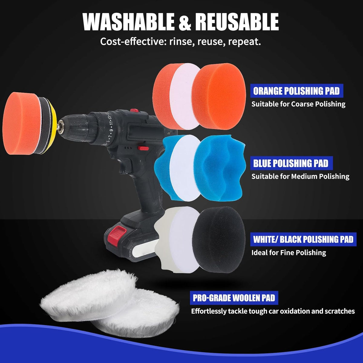 133 PCS Sanding Disc Drill Polishing Kit Sanding Attachment, 3 Inch Wet Dry Headlight Restoration