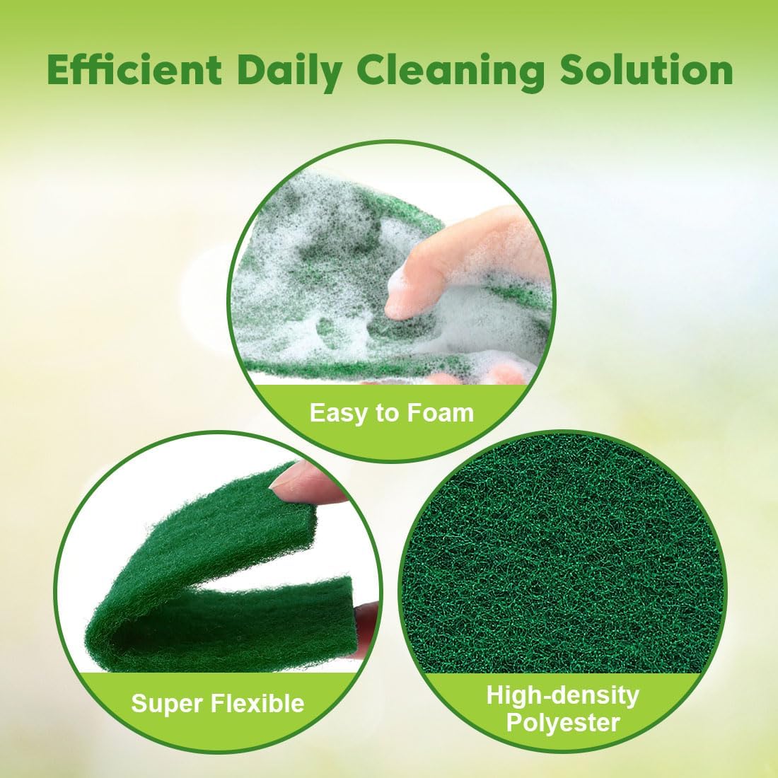 Heavy Duty Scouring Pad, 96Pcs Household Scour Pad for Kitchen, Garage and Outdoors, Reusable Dish