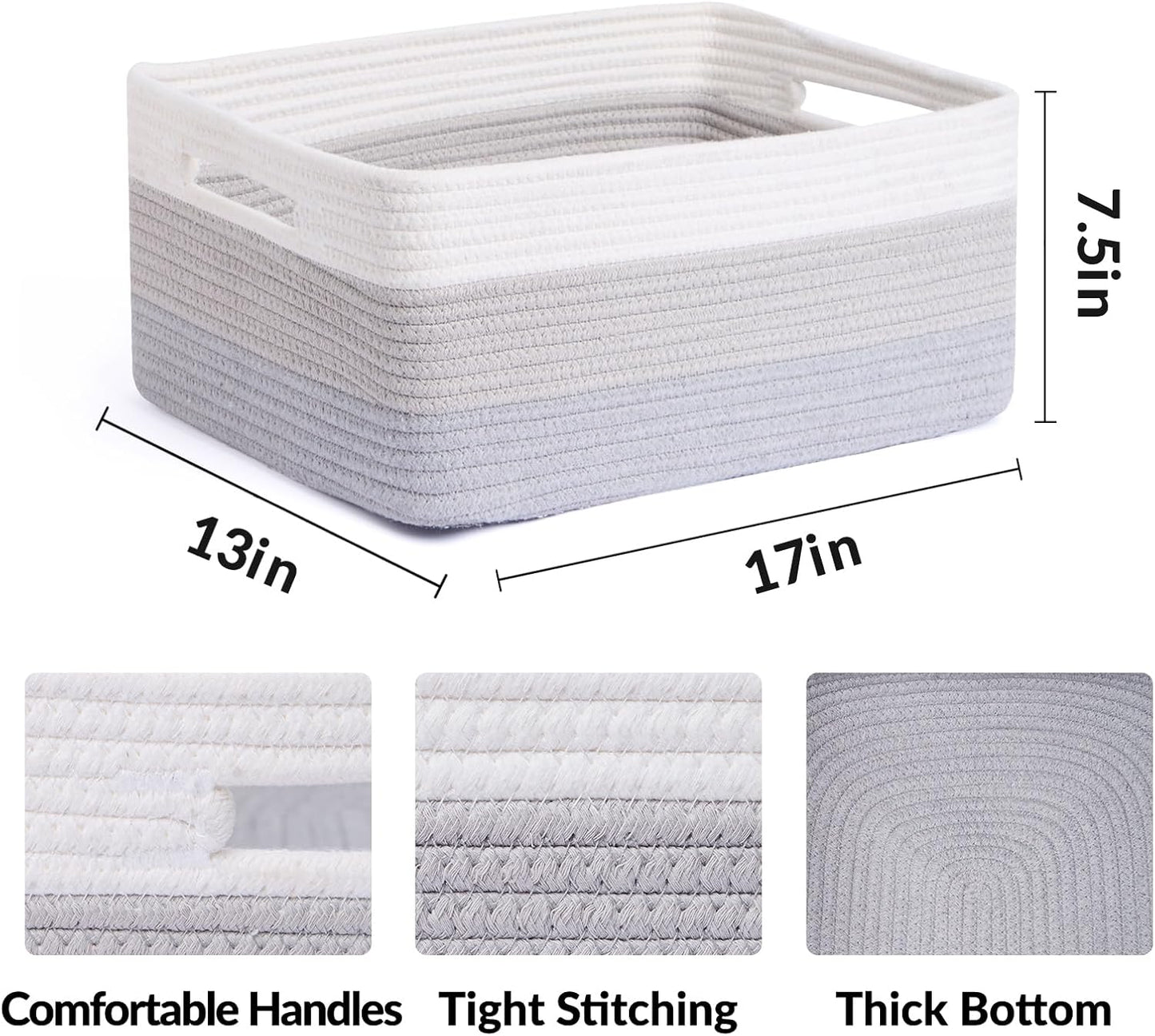 Large Storage Baskets for Organizing, Closet Shelf Baskets for Clothes Blanket Towels, Baby