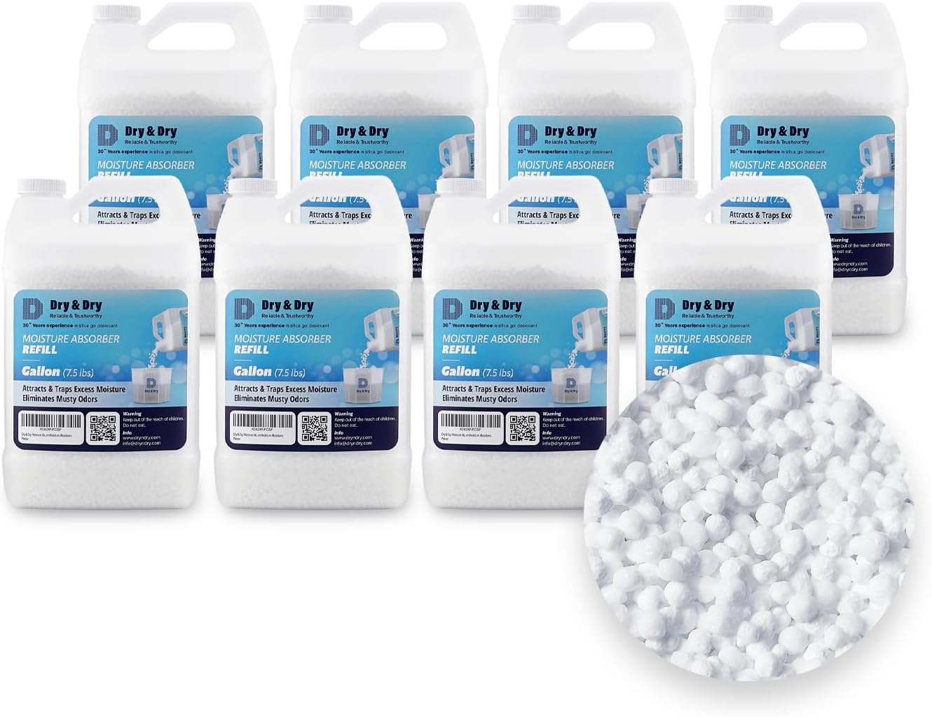 Dry & Dry Moisture Absorbers Refill Beads (60 LBS) - Dehumidifiers for Home Dehumidifier for