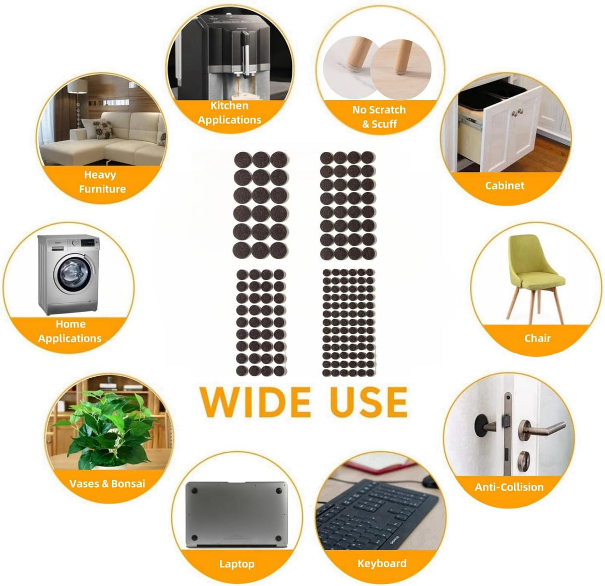 Felt Furniture Pads for Hardwood Floors 164 Piece, Furnigear Anti Scratches Felt Pads for Round
