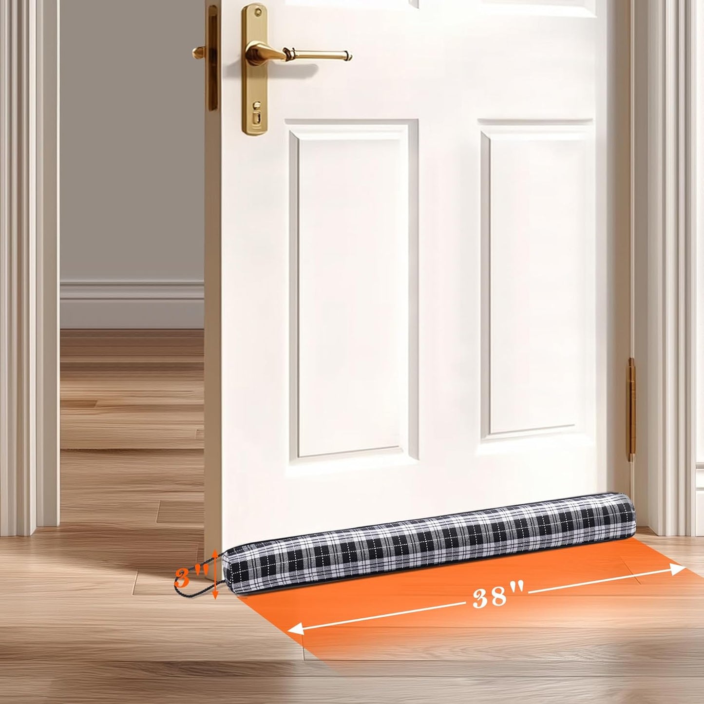 Sunolga 38" Door Draft Stopper Blocks Hot and Cold Air with Removable Washable Cover for Gaps Up to