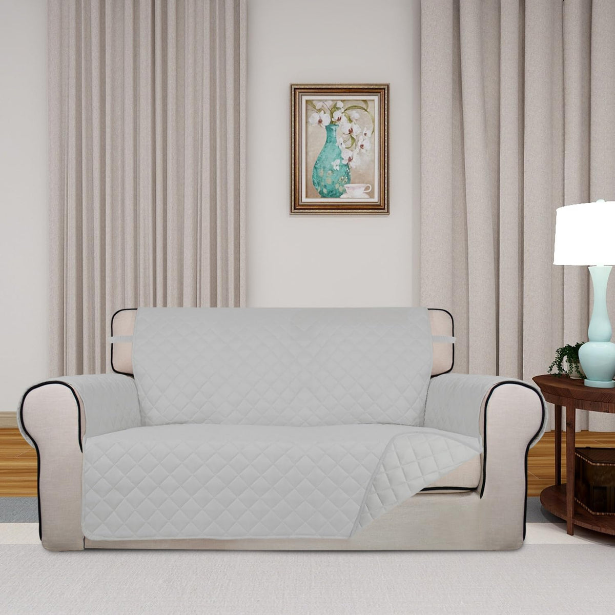 PureFit Reversible Quilted Sofa Cover, Water Resistant Furniture Protector, Washable Couch Cover