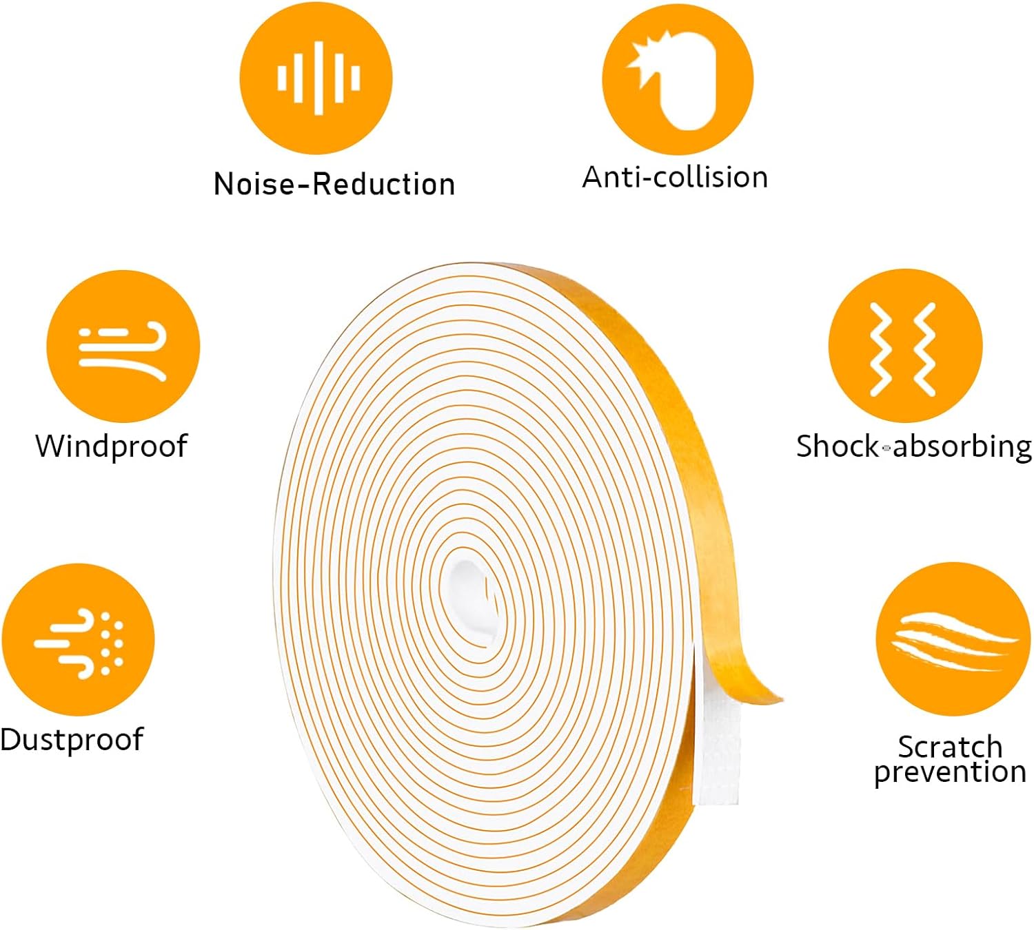 Weather Stripping Door Seal Strip, High Density Foam Sealing Strip, Door Seal for Doors Windows