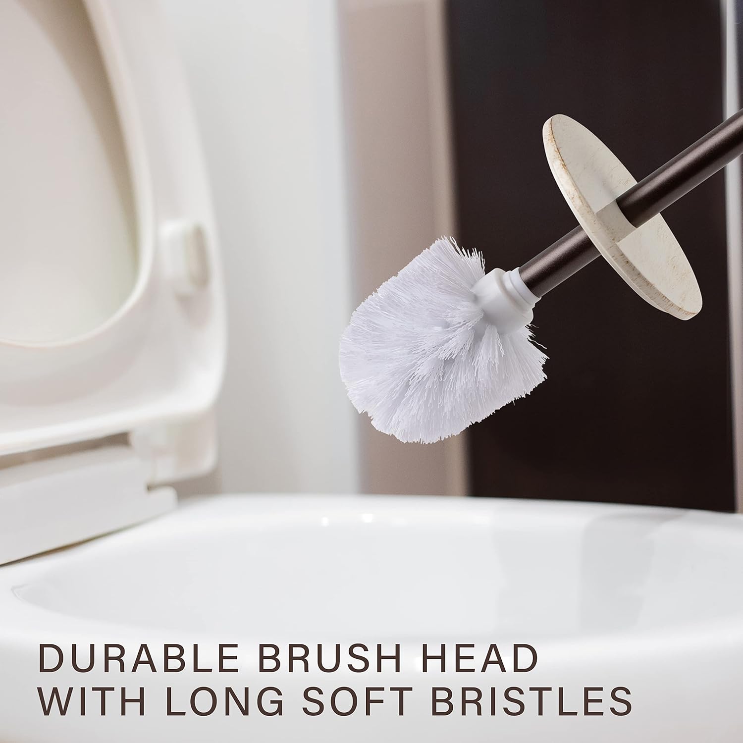 Creative Scents Rustic Luxe Toilet Brush and Holder Set - Beige Toilet Bowl Cleaner Brush with