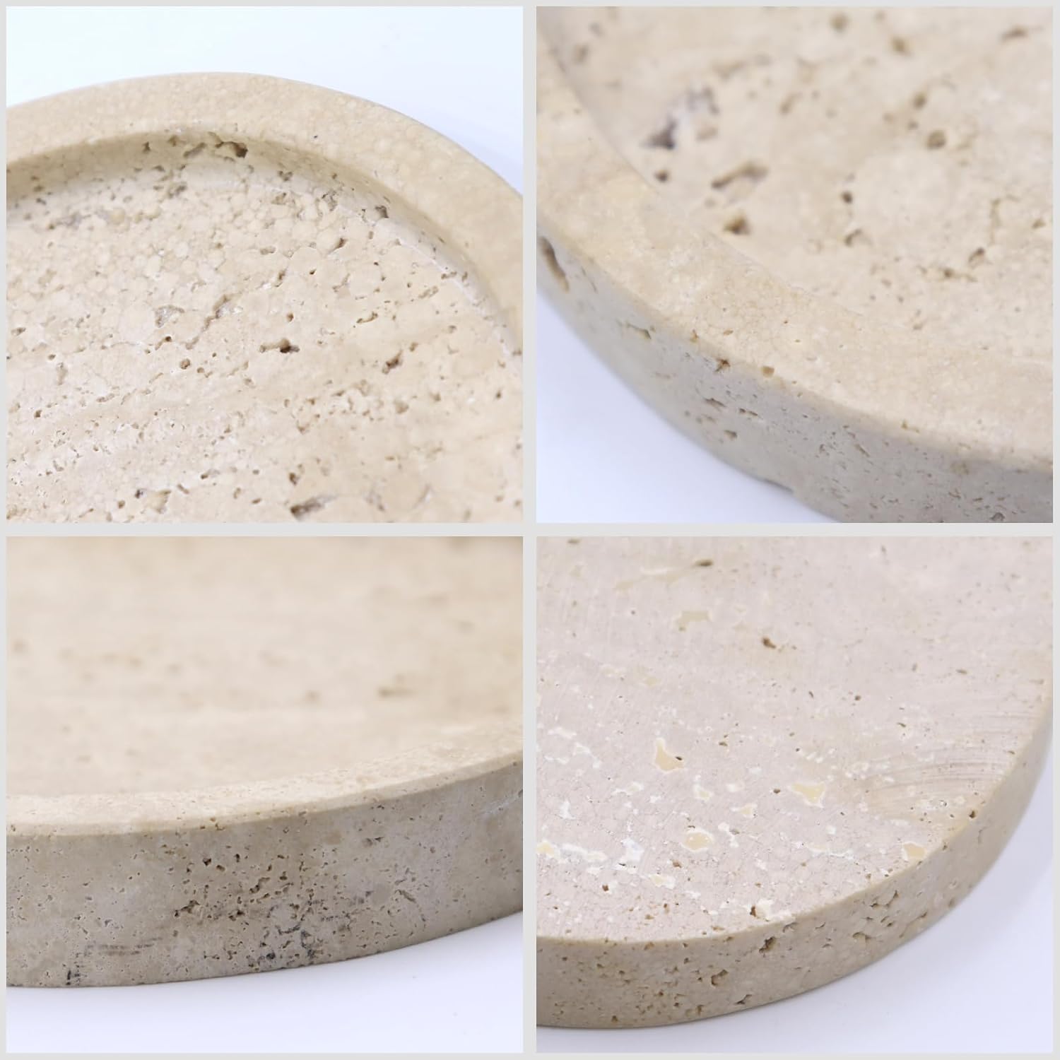 Natural Marble Tray, Oval Vanity Decorative Tray for Bathroom Counter, Countertop Stone Organizer