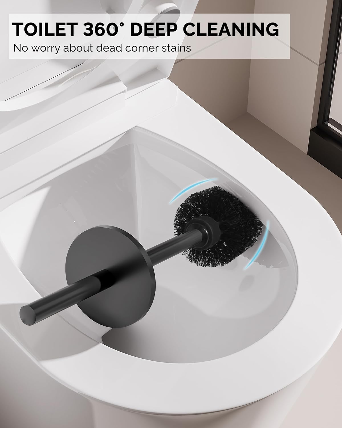 Toilet Brush and Holder Set, 2 Pack Stainless Steel Toilet Bowl Brush with Lid, Rust Proof Toilet