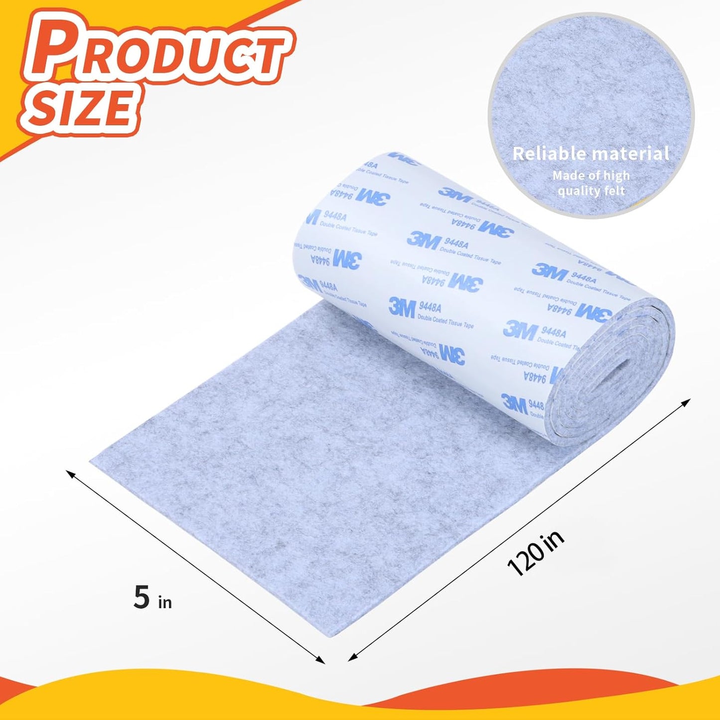 Felt Furniture Pads, Heavy Duty Felts Strip Roll with Adhesive Backing Felt Pads Furniture Feet