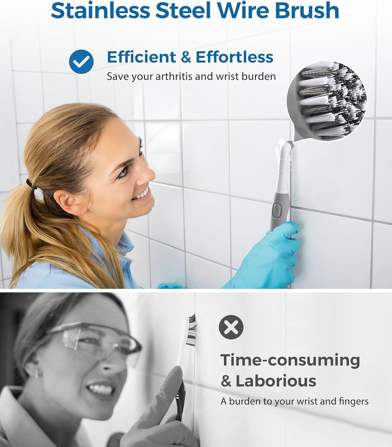 kHelfer Electric Cleaning Brush with Battery Power, KH6A Small Electric Grout Brush&5 Replacement